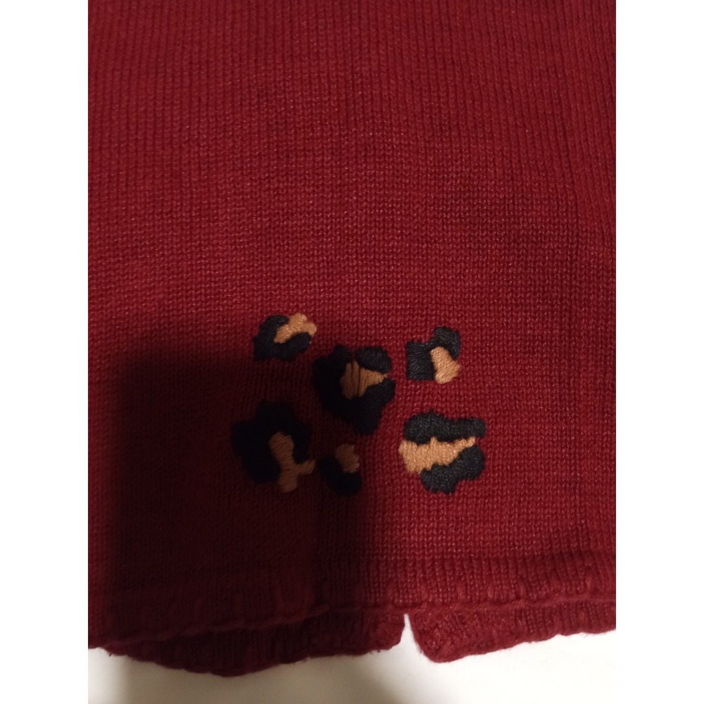 Ronni Salloway Vintage Safari Animal Beaded Cardigan Red Elephant Giraffe Small - Picture 8 of 12